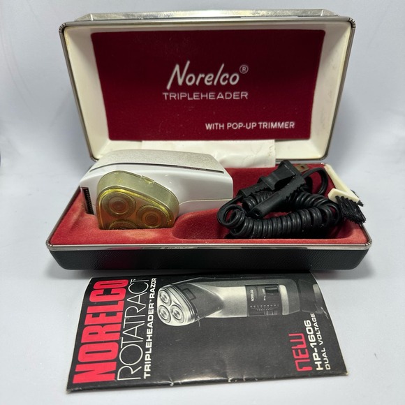 Norelco Tripleheader Razor Shaver with Case Dual Voltage VTG Works Tested‎ - Picture 1 of 8